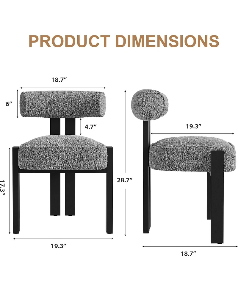 gaomon Boucle Dining Chairs Set of 6, Upholstered Kitchen Chairs with Curved Back & Wood Legs.