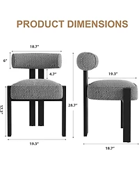 gaomon Boucle Dining Chairs Set of 6, Upholstered Kitchen Chairs with Curved Back & Wood Legs.