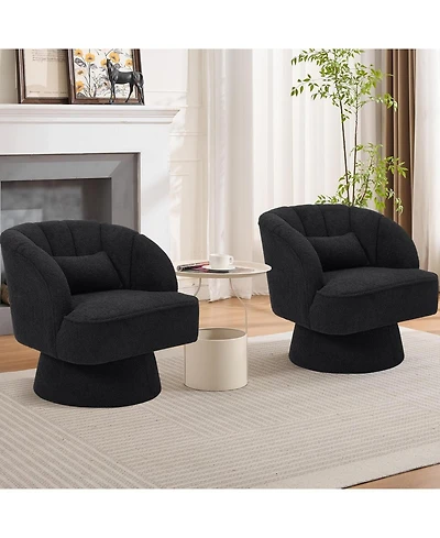 gaomon 360° Swivel Barrel Accent Chair Set of 2, Teddy Fabric
