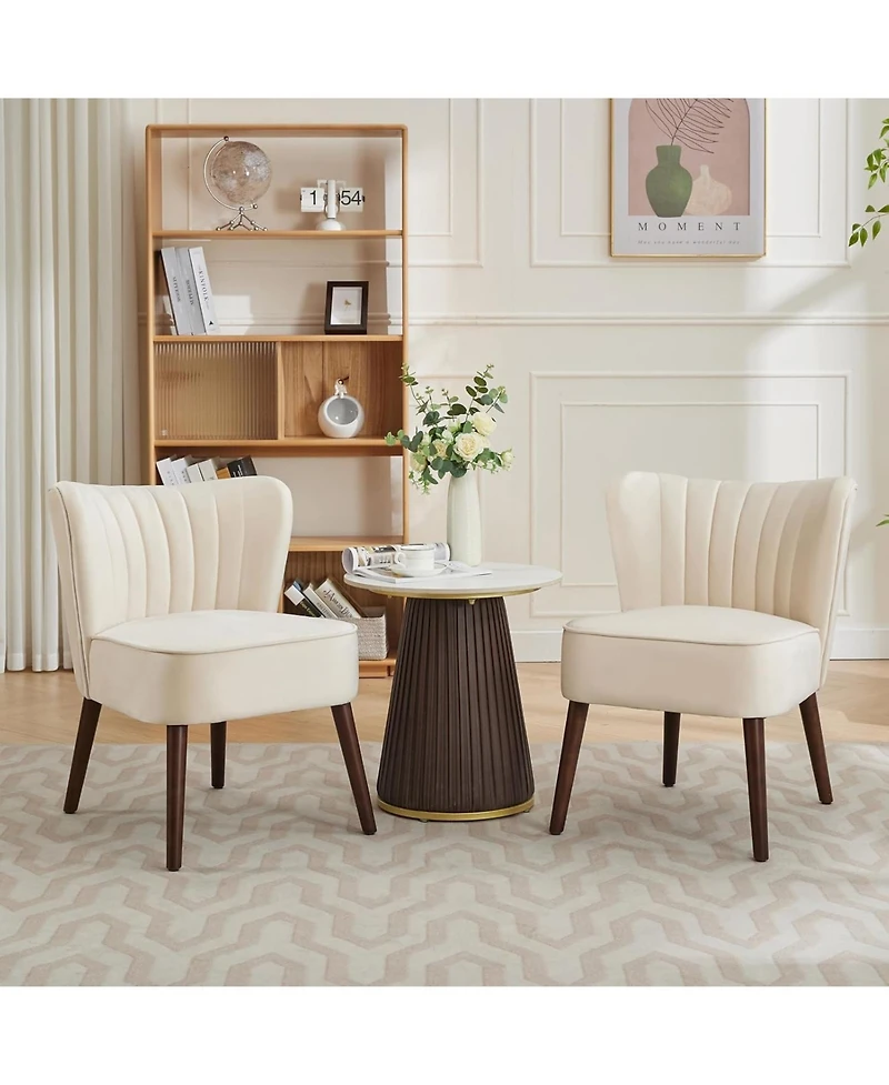 gaomon Modern Velvet Accent Chair with Wood Legs