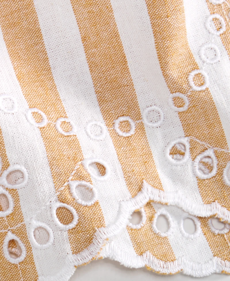 On 34th Women's Stripe Mid-Rise Embroidered Eyelet Linen Blend Pull Shorts, Macy's Exclusive