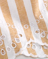 On 34th Women's Stripe Mid-Rise Embroidered Eyelet Linen Blend Pull Shorts, Macy's Exclusive