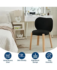 gaomon Makeup Chair Comfy Accent Chair,Plush Teddy Fabric,Cute Vanity for Home Office,Bedroom,Dressing Room