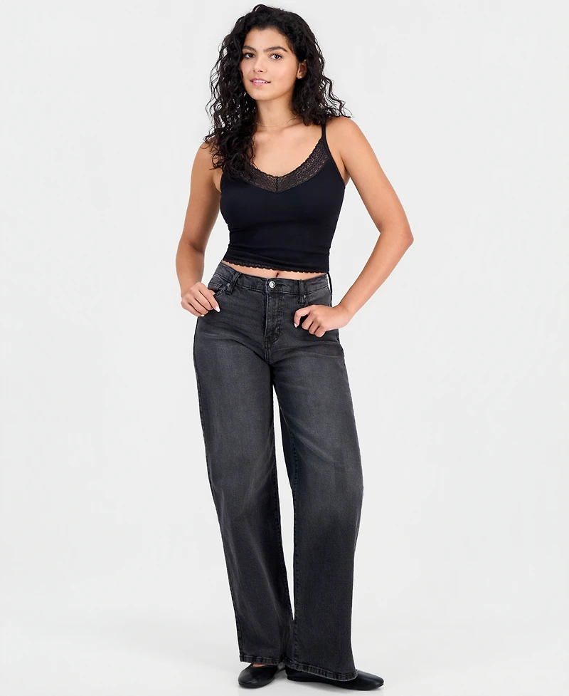 Celebrity Pink Juniors' Elastic-Back Wide-Leg Jeans