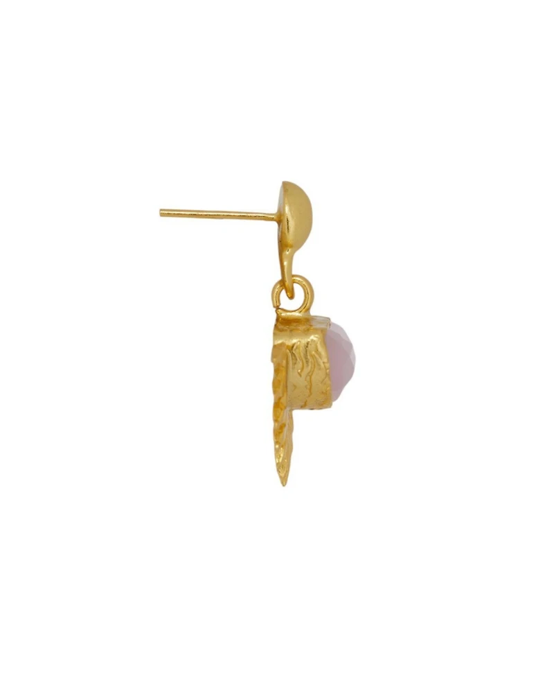 Ottoman Hands Sunrise Rose Quartz Drop Stud Earrings