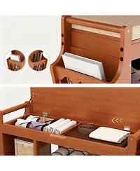 Yigii Shoe Bench 3 Tier Entryway Storage Rack with Side Holders Removable Cushion