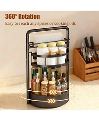 Yigii Rotating Spice shelf Paper Towel Holder 2 Tier Lazy Susan Kitchen Countertop