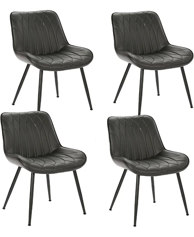gaomon Mid Century Modern Dining Chairs Set of 4,Faux Leather Upholstered Kitchen and Dining Room Chairs with Backrest and Metal Legs,for Living Room