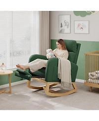 gaomon Corduroy Rocking Chair with Footrest,Modern Nursery Glider Chair with Side Pockets and Pillow,Rocker Chair for Living Room Bedroom Nursing Room