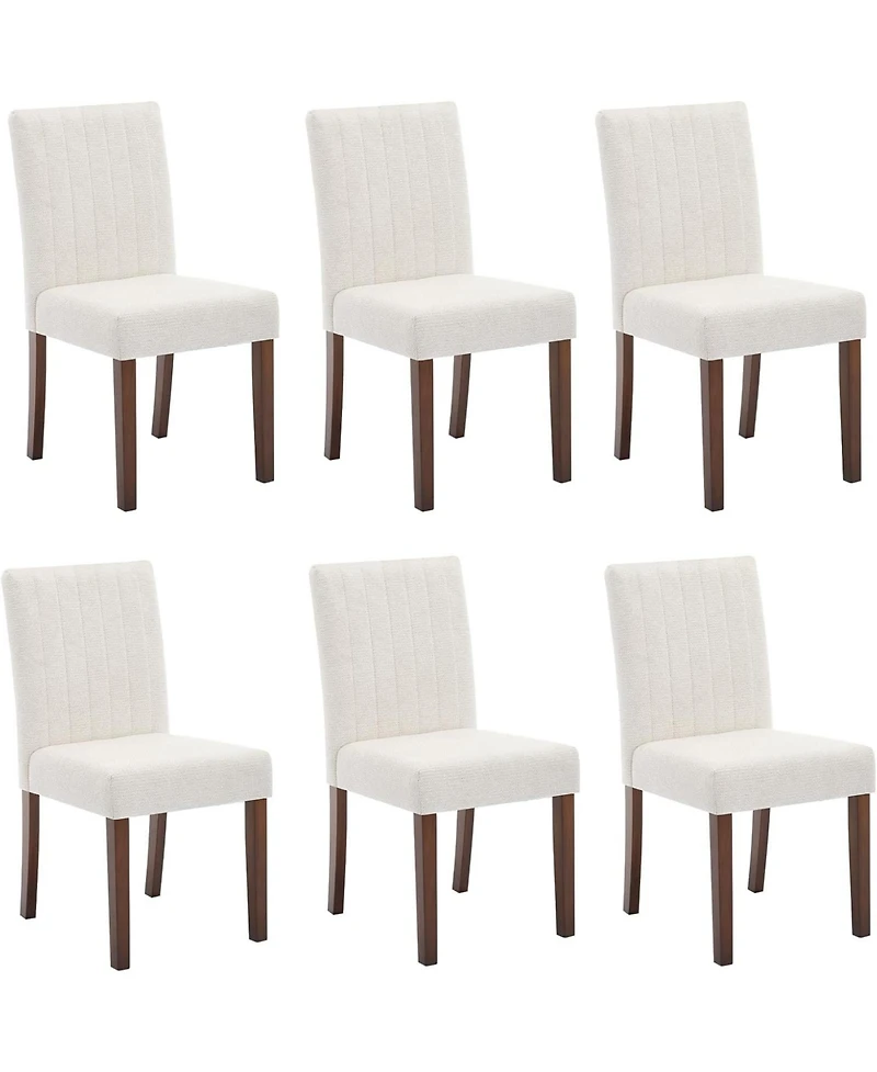 gaomon Parsons Button Tufted Dining Chairs Set of 6, Upholstered Fabric Chairs with Wood Legs