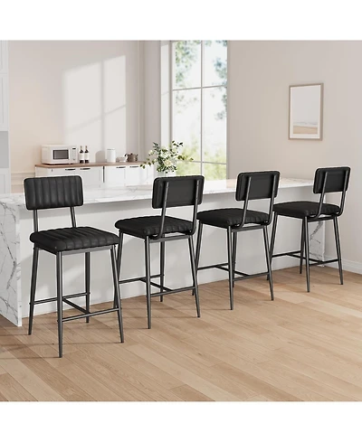 gaomon Bar Stools Set of 4, Counter Height Chairs with Back & Footrest, Thick Cushion & Metal Legs