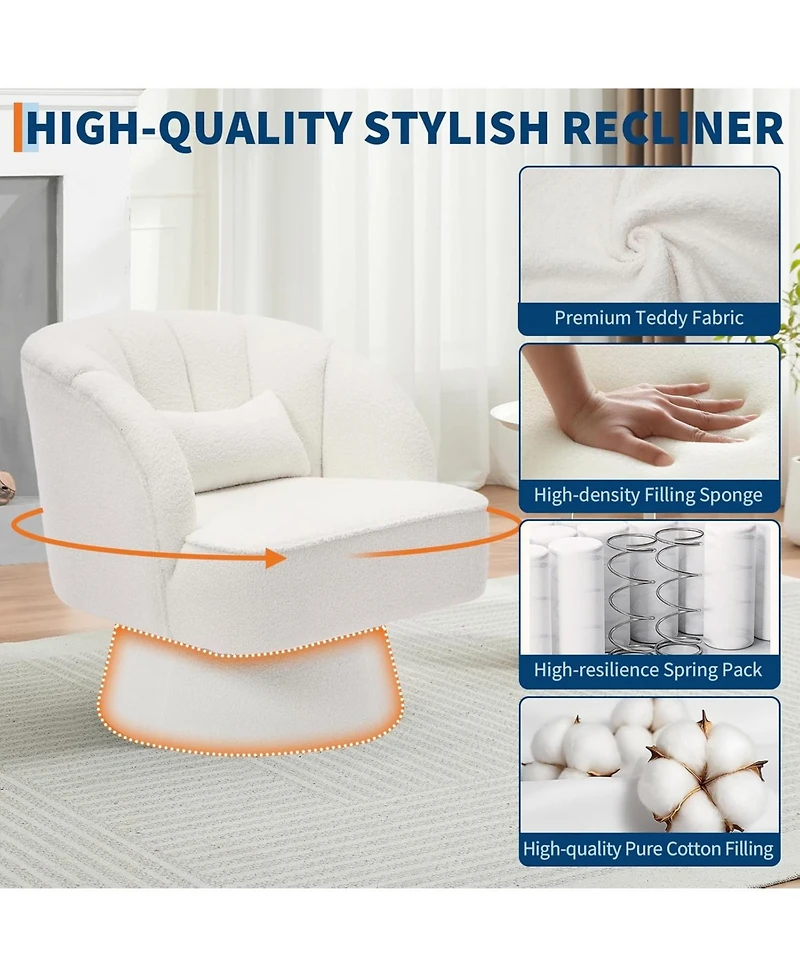 gaomon Swivel Barrel Accent Chair Set Teddy Fabric, Beige