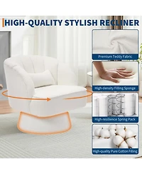 gaomon Swivel Barrel Accent Chair Set Teddy Fabric, Beige