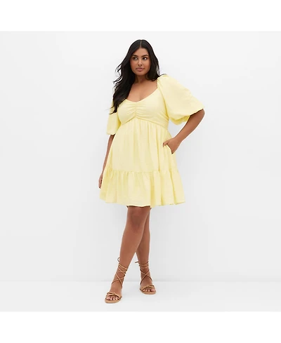 City Chic women's Plus Mindy Babydoll Mini Dress