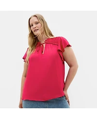 City Chic Women's Plus Drama Queen Short Sleeve Shirt