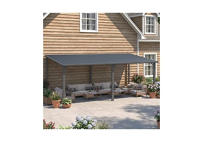 Aecojoy 20' x 10' Hardtop Gazebo Outdoor Pergola Lean to Metal Pergolas