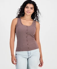 Hippie Rose Juniors' Ribbed Button Front Tank Top