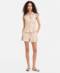 I.n.c. International Concepts Women's Metallic Linen-Blend Pull-On Shorts, Macy's Exclusive