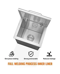 Mecale 14 x 12 x 18 Inch Drop-In Stainless Steel Ice Chest, 40 Qt with Hinged Lid