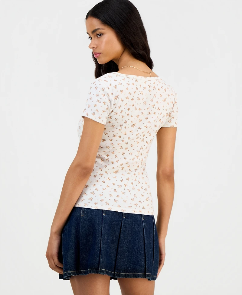 Hippie Rose Juniors' Ribbed Henley Top