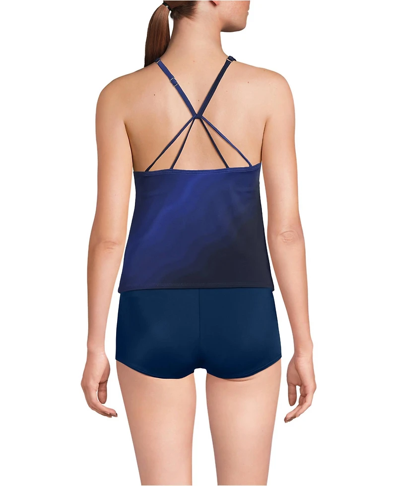 Lands' End Women's Dd-Cup Tugless High Neck Strappy Back Tankini Top