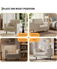 gaomon Single Sofa Armchair,38" Linen Upholstered Armrest Accent Chair with High-Density Foam and Fixed Armrests,Comfy Reading Chair for Living R