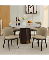 gaomon Dining Chairs Set of 2, Modern Fabric Upholstered Kitchen Side with Curved Backrest and Wood Leg