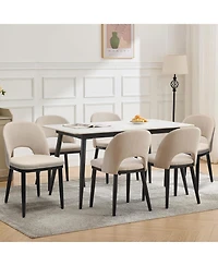 gaomon Dining Chairs Set of 2, Modern Fabric Upholstered Kitchen Side with Curved Backrest and Wood Leg