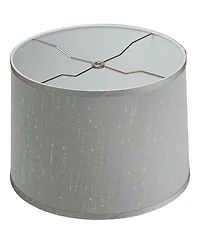 Platinum Gray Medium Dupioni Silk Lamp Shade 13" Top x 14" Bottom x 10" Slant x 10" High (Spider) Replacement with Harp and Finial - Springcrest