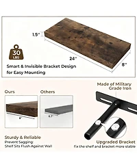 Yigii Floating Shelves Wall Mounted Set of 2 Rustic Wood Storage Shelf