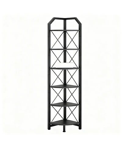 Yigii Corner Shelf Industrial Storage Stand Bookcase Plant Display Rustic