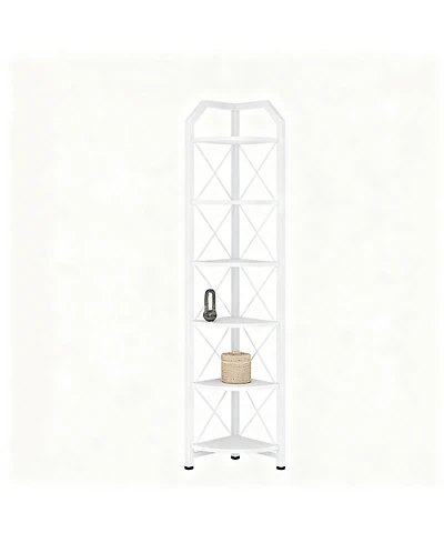 Yigii Corner Shelf Industrial Storage Stand Bookcase Plant Display Rustic