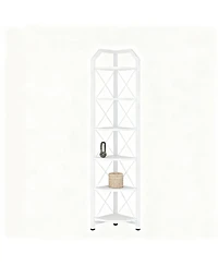 Yigii Corner Shelf Industrial Storage Stand Bookcase Plant Display Rustic