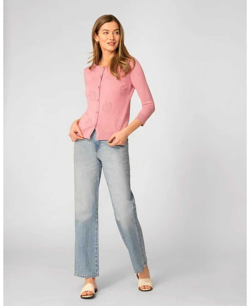 Cable & Gauge Women's Strawberry Stitch Button Cardigan