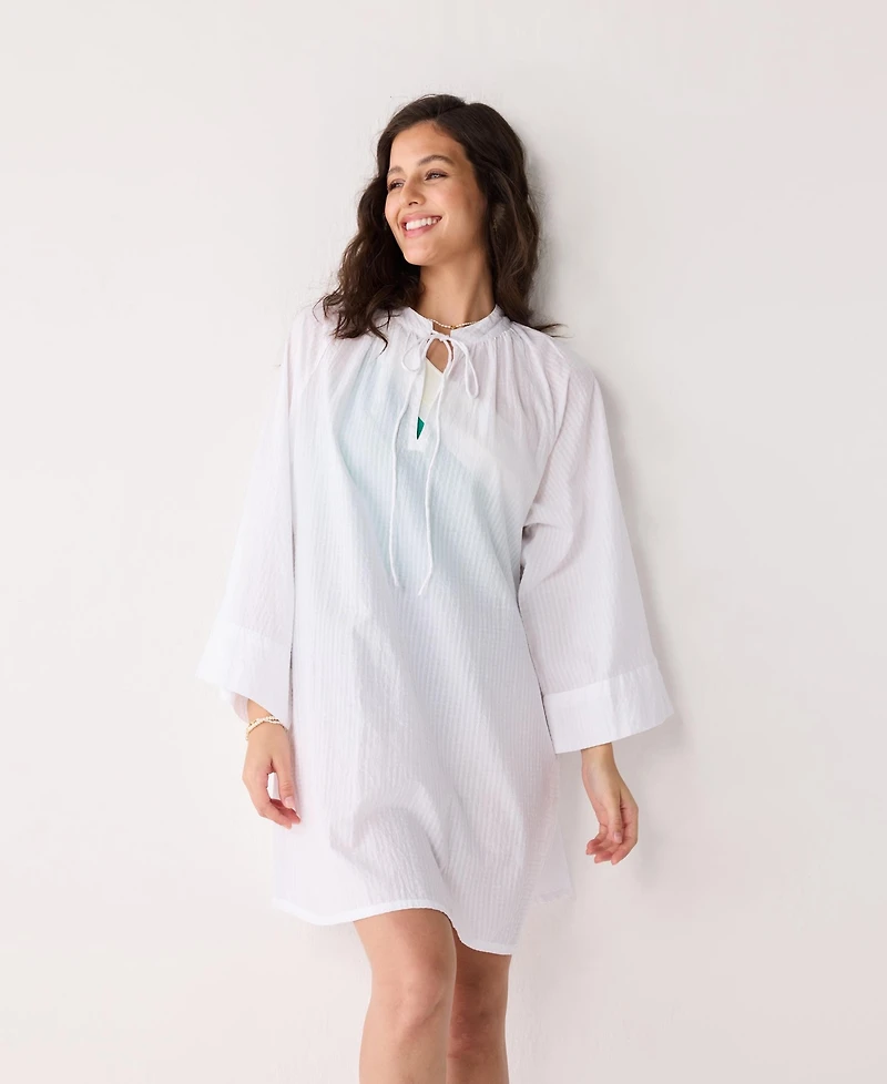 Reistor Women's Relaxed-fit Beach Cover-up with Front Tie Detail