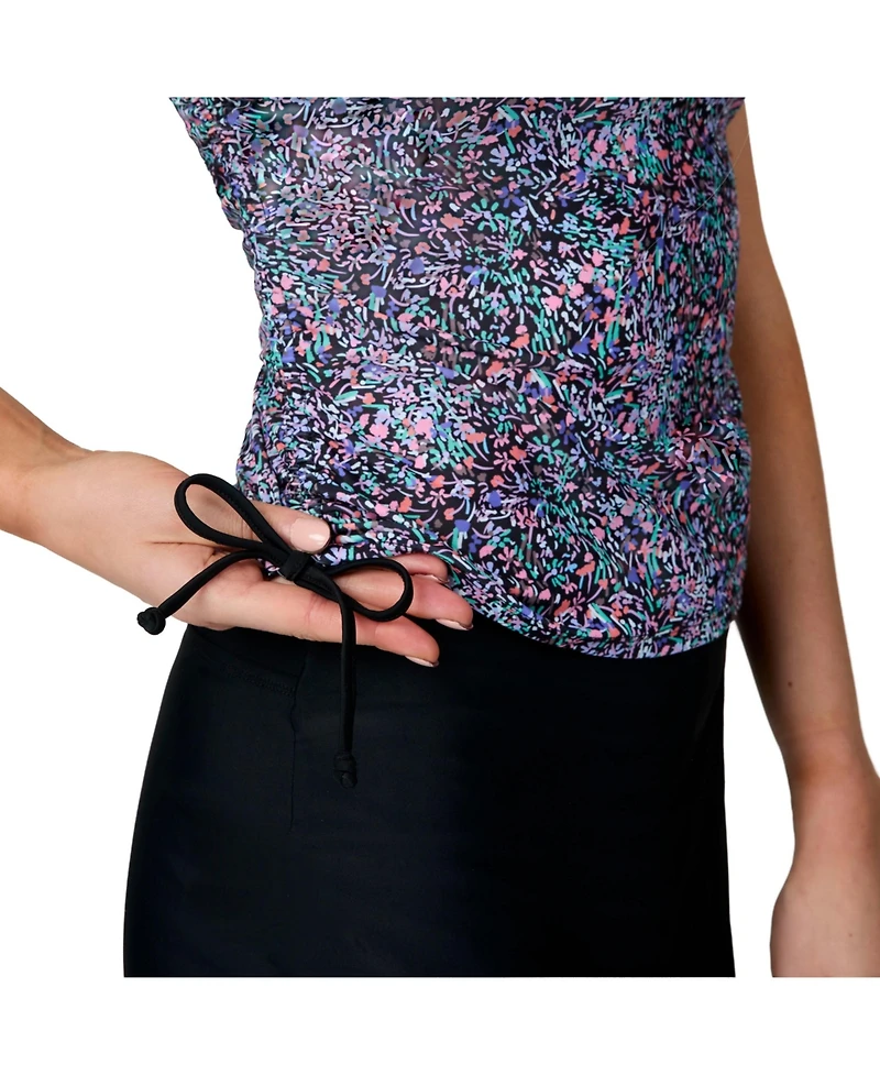 Free Country Women's Full Side Shirring Tankini Top