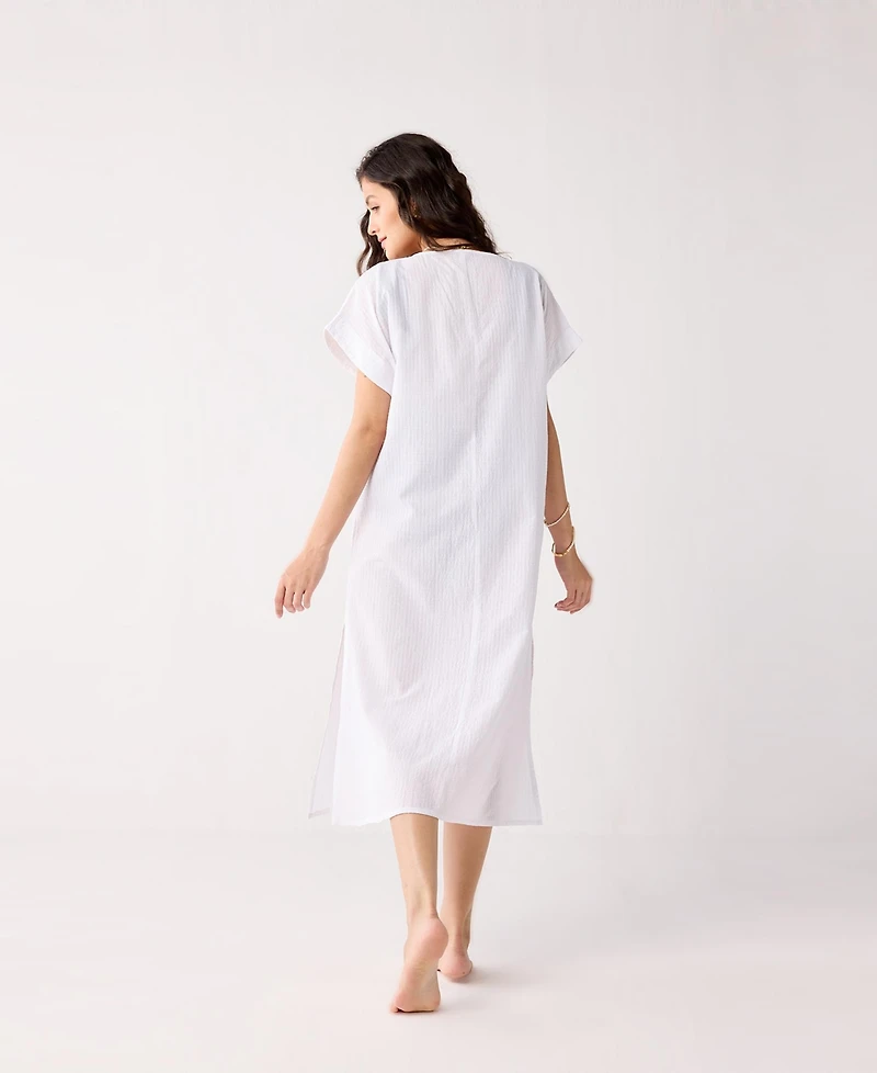 Reistor Women's V-neck Beach Cover-up Dress Stripes