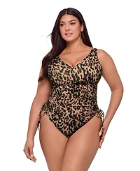S3 Apparel Women's Sculpting Adjustable Low Cinched One-Piece Swimsuit - Onyx Black