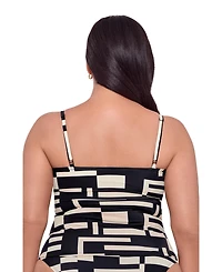 S3 Apparel Women's Supportive and Sculpting Classic Shirred-Front Tankini Swimsuit Top