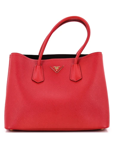 Pre-Owned Prada Large Cuir Double Tote Saffiano Leather