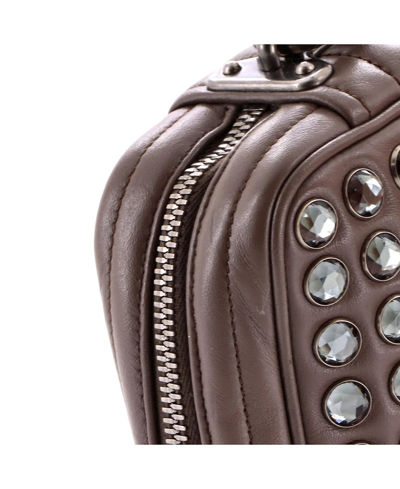 Pre-Owned Prada Small Camera Bag Embellished Diagramme Quilted Leather