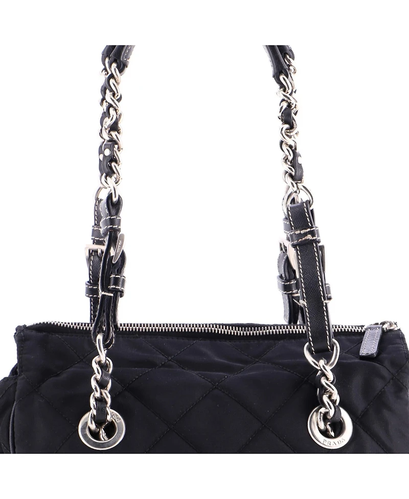 Pre-Owned Prada Medium Convertible Chain Tote Quilted Tessuto
