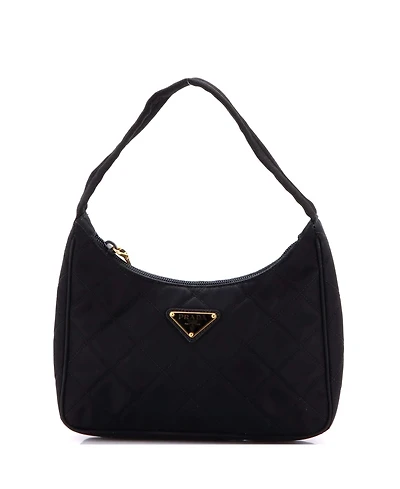 Pre-Owned Prada Small Hobo Quilted Tessuto
