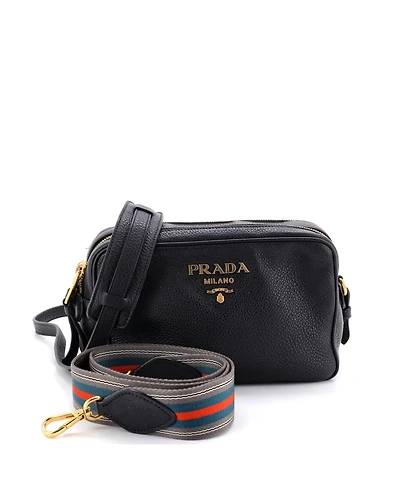 Pre-Owned Prada Dual Strap Double Zip Camera Bag Vitello Daino