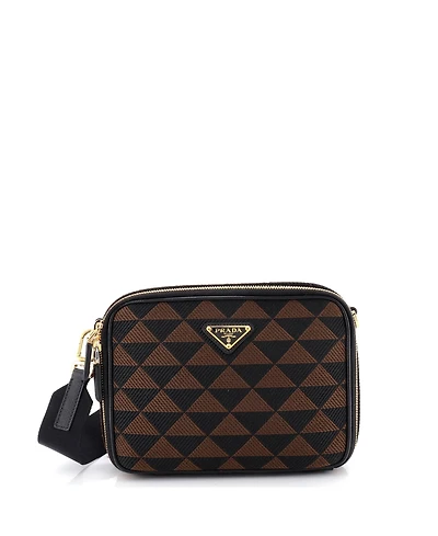 Pre-Owned Prada Symbole Zip Around Shoulder Bag Jacquard