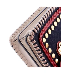 Pre-Owned Prada Small Cahier Crossbody Bag Embellished Denim and Leather