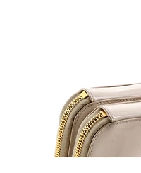 Pre-Owned Prada Mini Triangle Double Zip Pouch Bag with Chain Patent