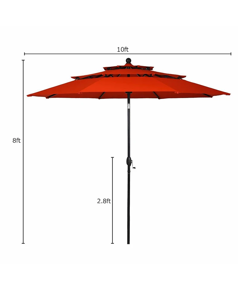 Gymax 10ft 3 Tier Patio Market Umbrella Aluminum Shade Shelter Double Vented Turquoise