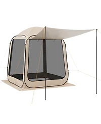 Mecale 6 x 6 Ft Pop-Up Screen House Tent with Awning for 4-6 People