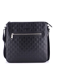 Pre-Owned Gucci Medium Signature Zip Messenger Bag Guccissima Leather